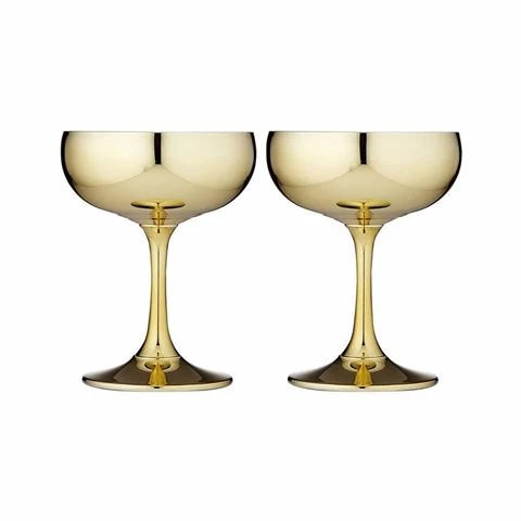 Tempa - Aurora Gold Coupe Glass Set 2pce 1 Tempa - Aurora Gold Coupe Glass Set 2pce