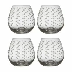 Francalia - Dots Stemless White Wine Glass 440ml Set Of 4pc