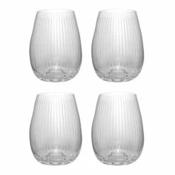 Francalia - Stripe Stemless Wine Glass 460ml Set Of 4pc