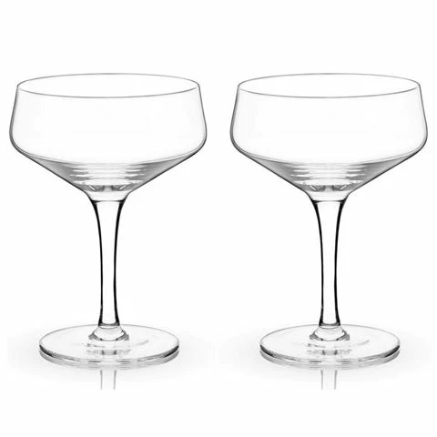 Viski - Angled Crystal Coupe Glass Set 2pce 1 Viski - Angled Crystal Coupe Glass Set 2pce