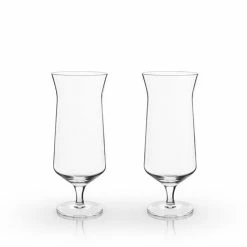 Viski - Angled Crystal Hurricane Glass Set 2pce