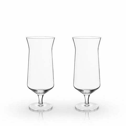 Viski - Angled Crystal Hurricane Glass Set 2pce 1 Viski - Angled Crystal Hurricane Glass Set 2pce