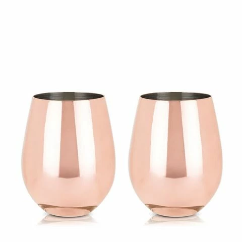 Viski - Copper Stemless Wine Glass Set 2pce 532ml 1 Viski - Copper Stemless Wine Glass Set 2pce 532ml
