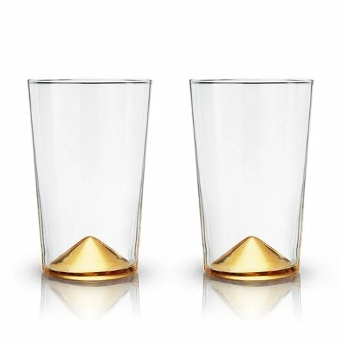 Viski - Gold Pointed Cocktail Tumblers 1 Viski - Gold Pointed Cocktail Tumblers