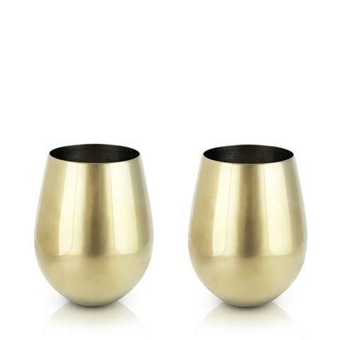 Viski - Gold Stemless Wine Glass Set 532ml 2pce 1 Viski - Gold Stemless Wine Glass Set 532ml 2pce