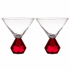 Tempa - Zhara Crystal Martini Glass Set Ruby 2pce