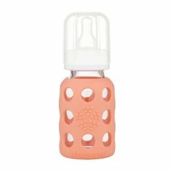 LifeFactory - Glass Baby Bottle Coral 120ml